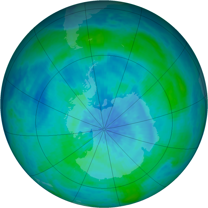 Antarctic ozone map for 09 March 2002